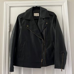 Women's Black Faux Leather Jacket Size Medium